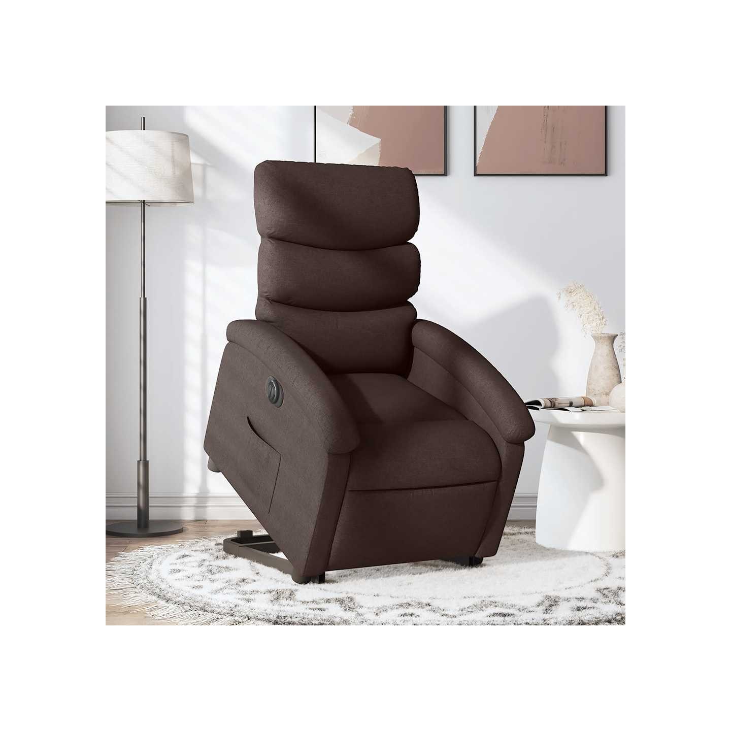 Fauteuil inclinable électrique marron foncé tissu