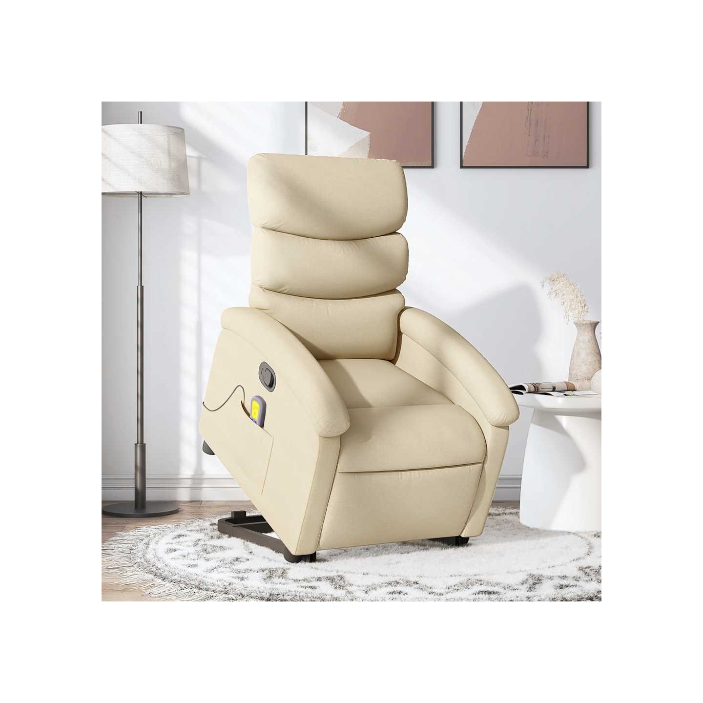 Fauteuil inclinable de massage Crème Tissu