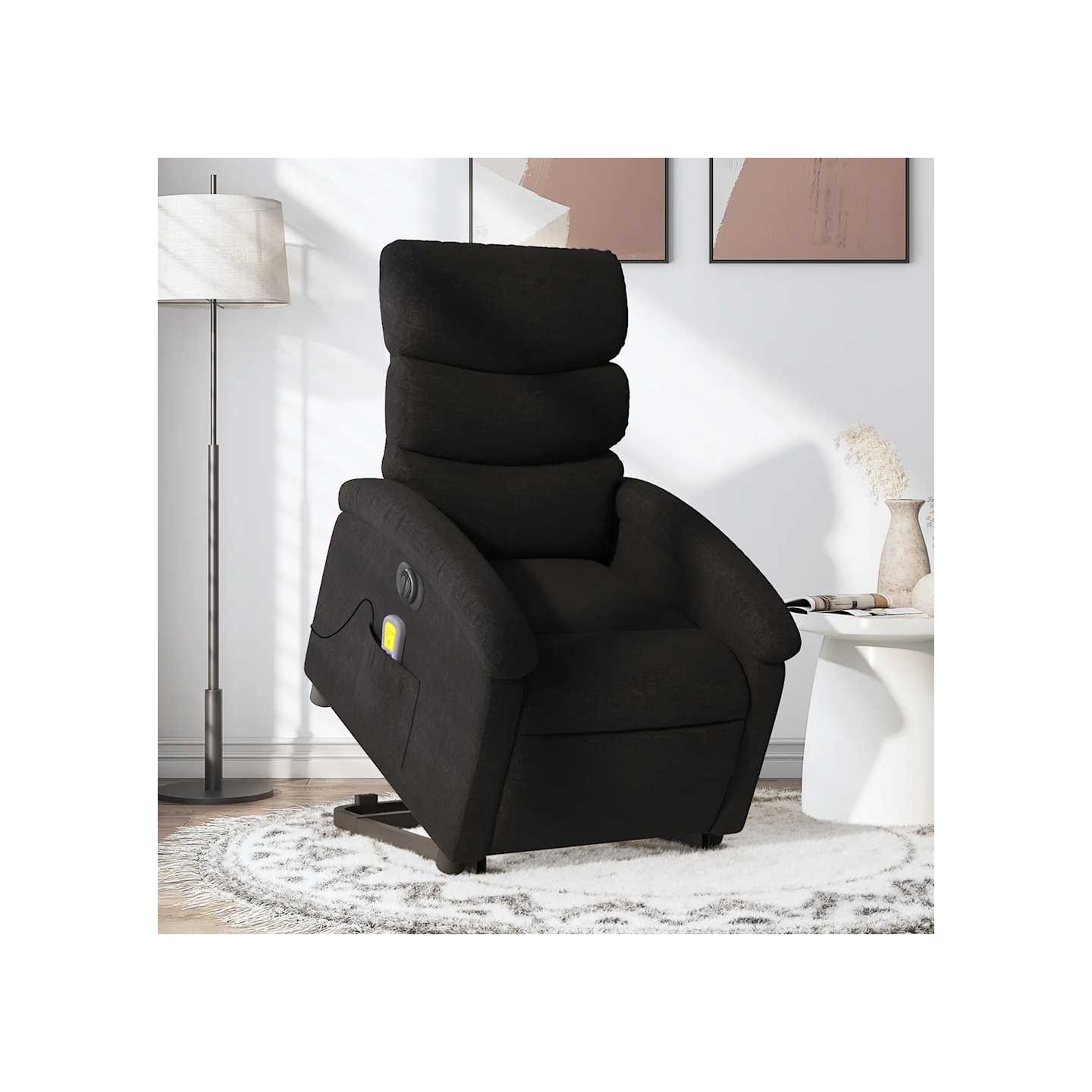 Fauteuil inclinable de massage électrique Noir Tissu