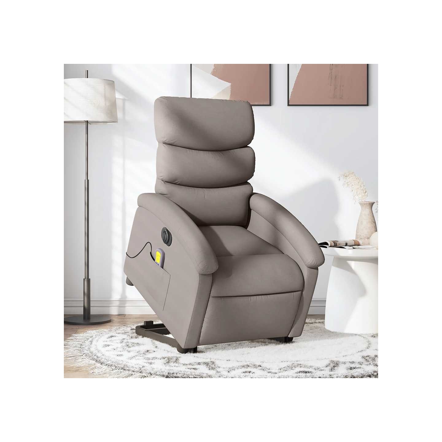 Fauteuil inclinable de massage électrique Taupe Tissu