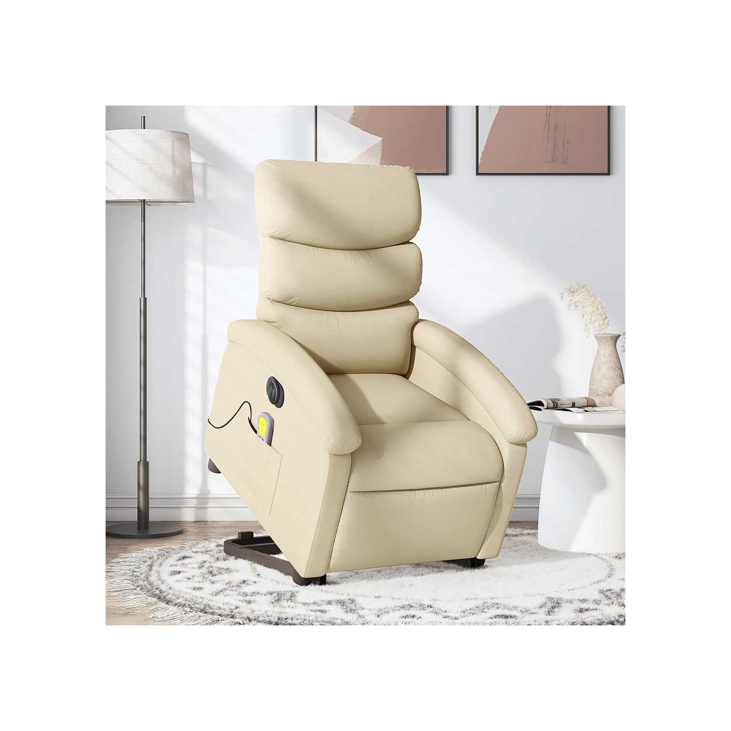 Fauteuil inclinable de massage électrique Crème Tissu