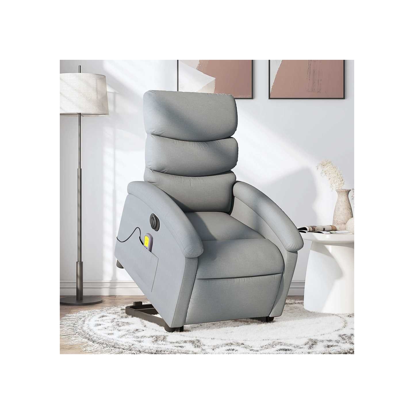 Fauteuil inclinable de massage électrique Gris clair Tissu
