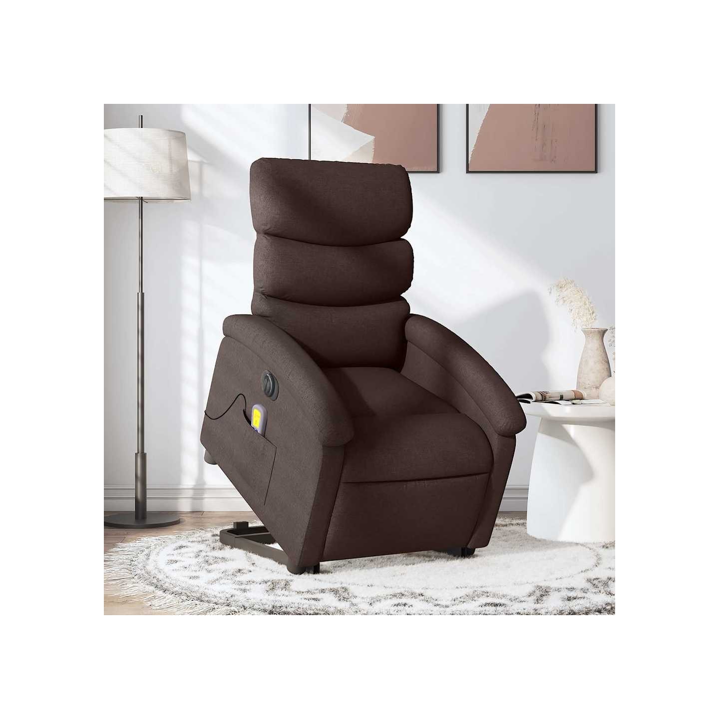 Fauteuil inclinable de massage électrique Marron foncé Tissu