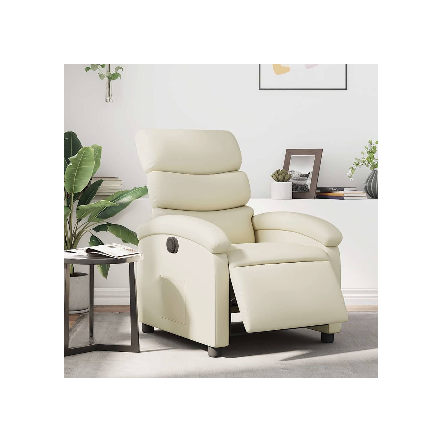 Fauteuil inclinable électrique Crème Similicuir