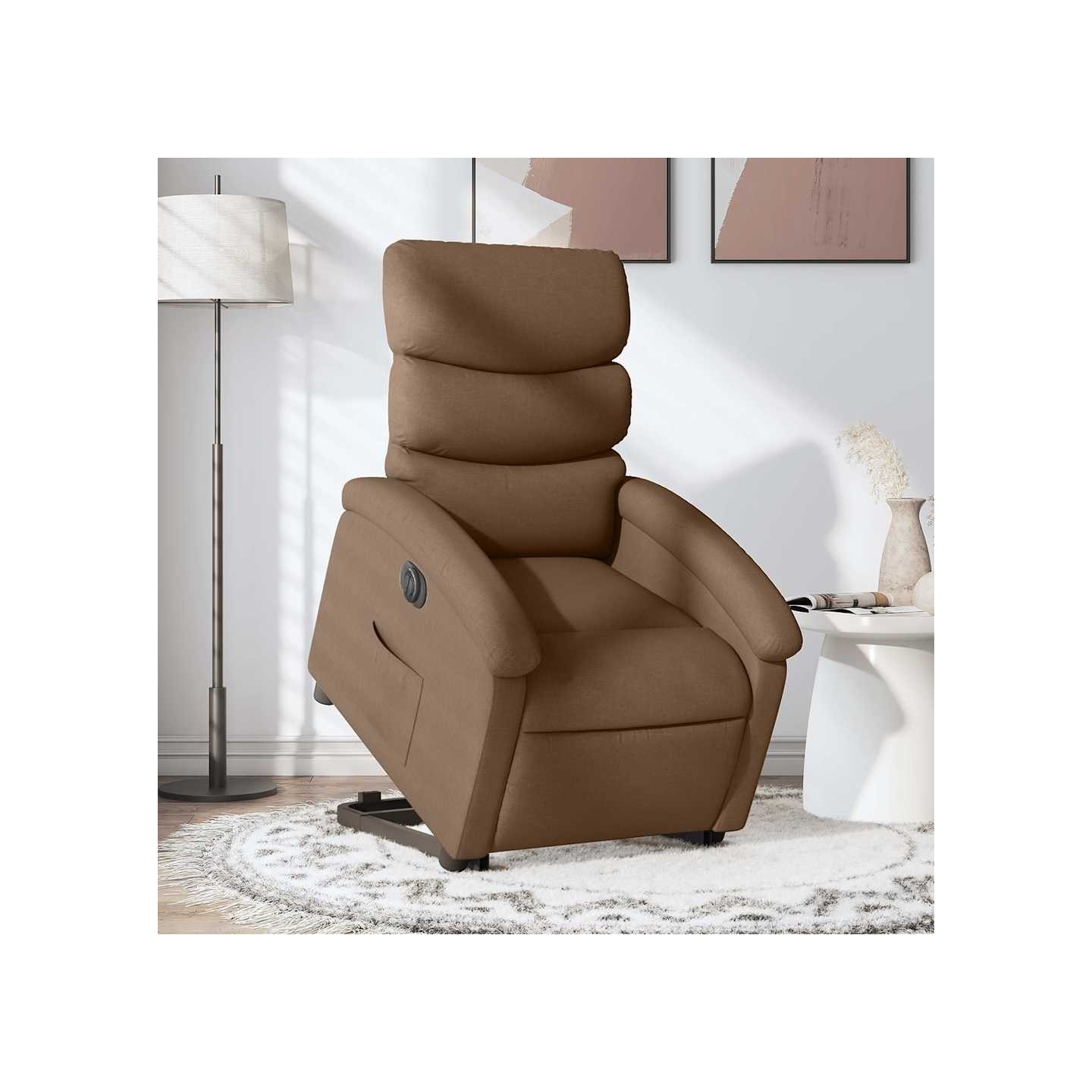 Fauteuil inclinable électrique marron tissu
