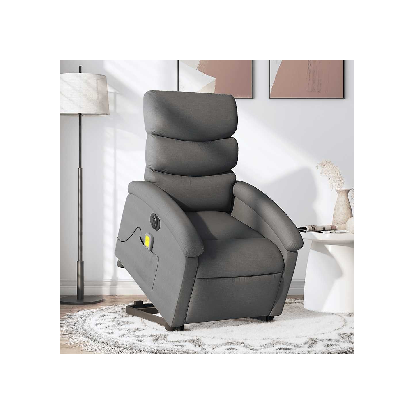 Fauteuil inclinable de massage électrique Gris foncé Tissu