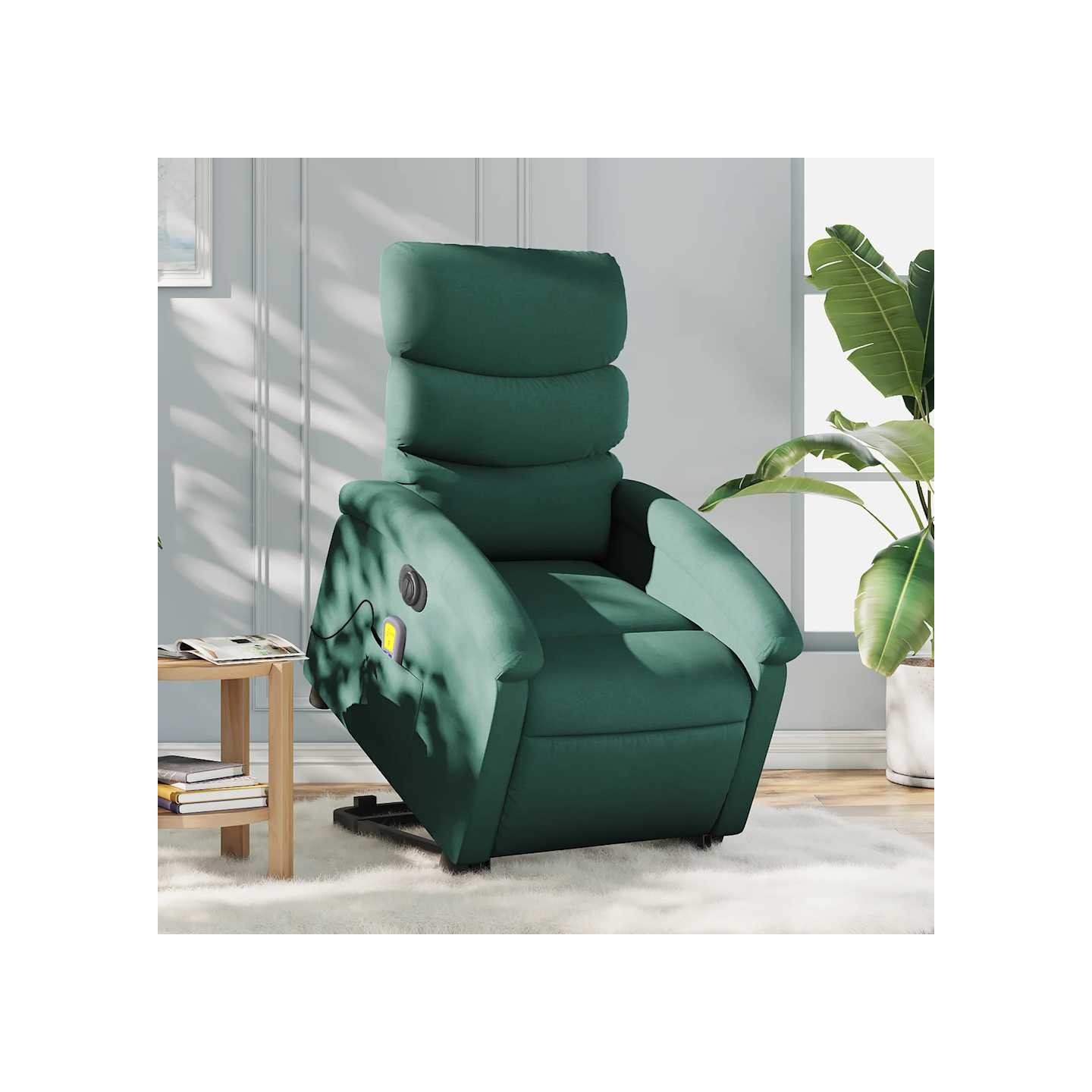 Fauteuil inclinable de massage électrique Vert foncé Tissu