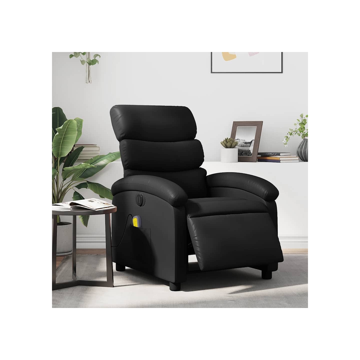 Fauteuil de massage inclinable électrique noir similicuir