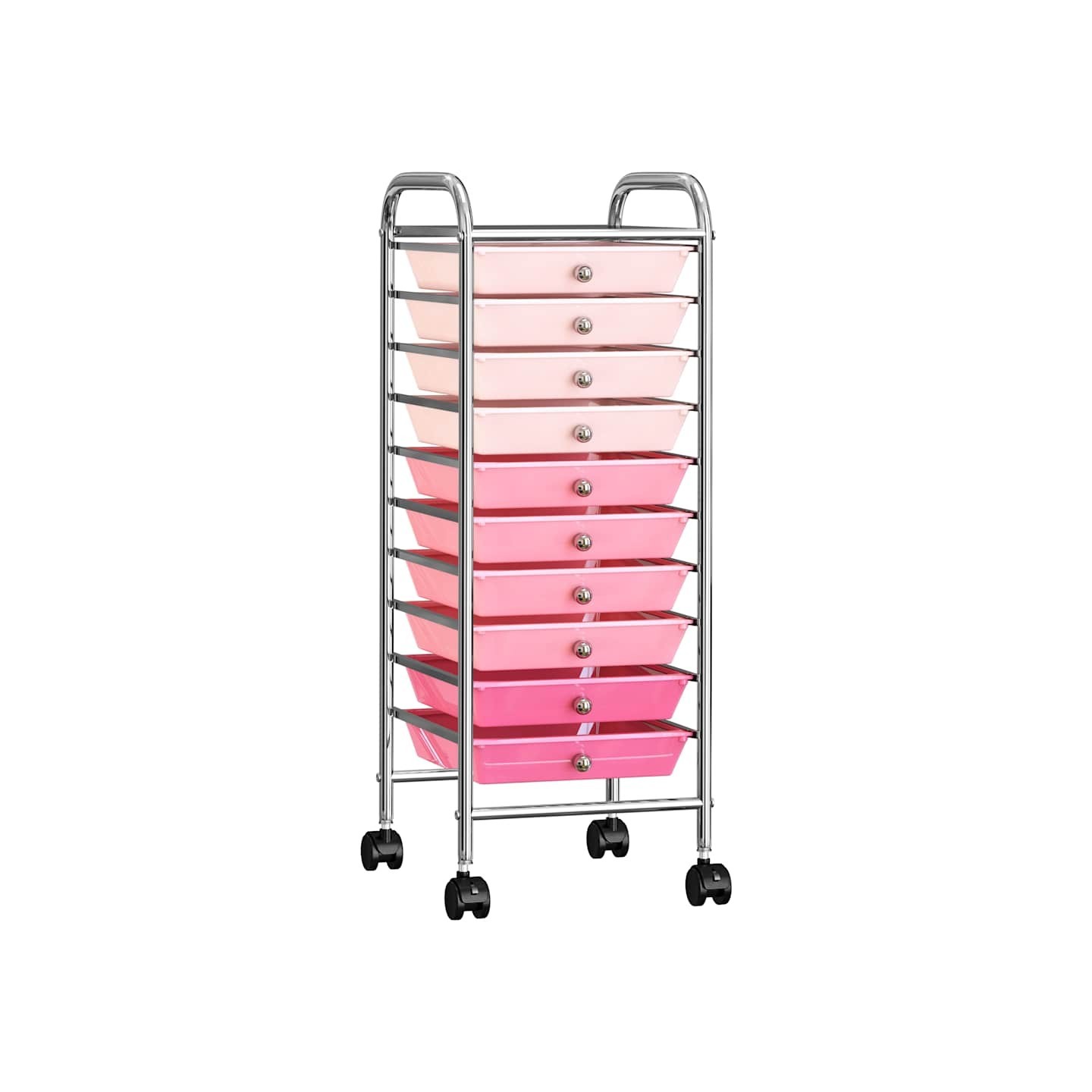 Chariot de rangement mobile à 10 tiroirs Ombre Rose Plastique