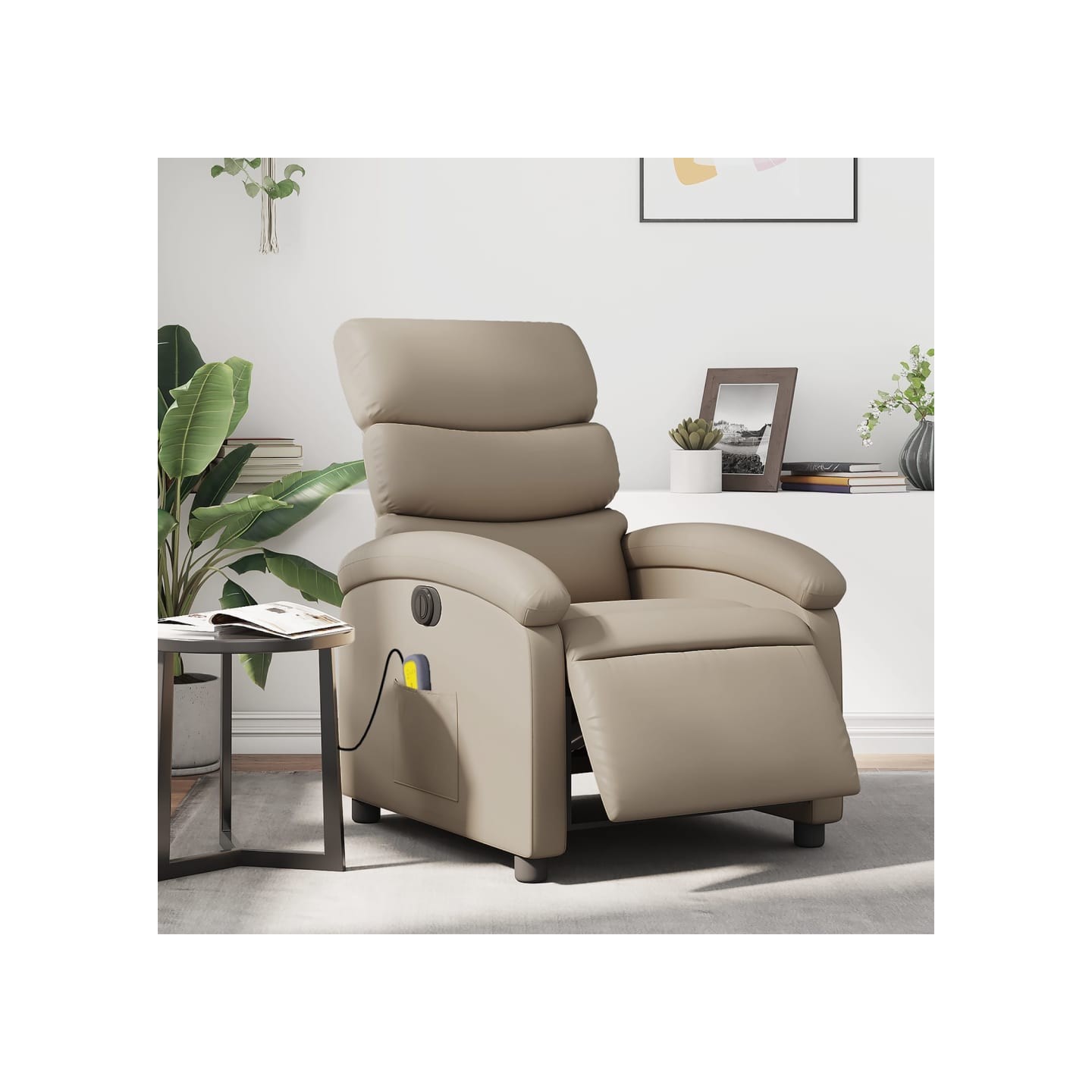 Fauteuil de massage inclinable électrique cappuccino similicuir