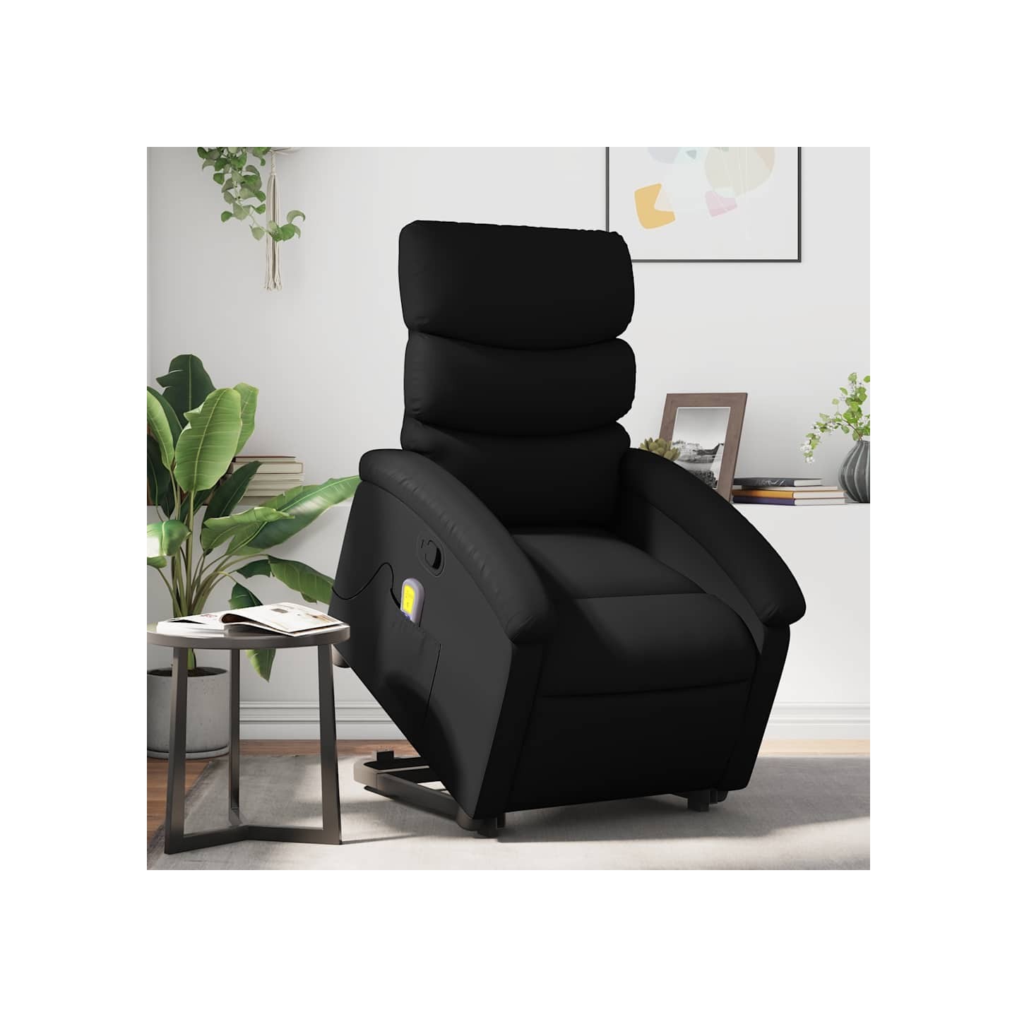 Fauteuil inclinable de massage Noir Similicuir