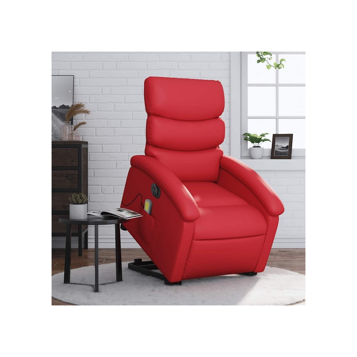 Fauteuil inclinable de massage électrique rouge similicuir