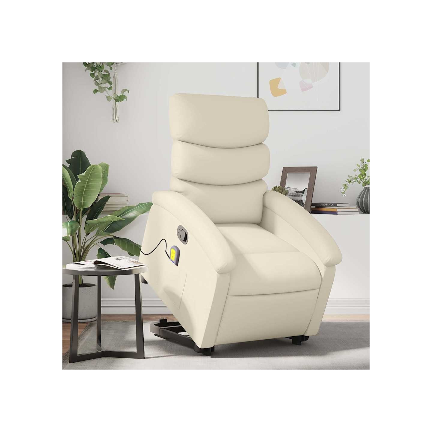 Fauteuil inclinable de massage Crème Similicuir