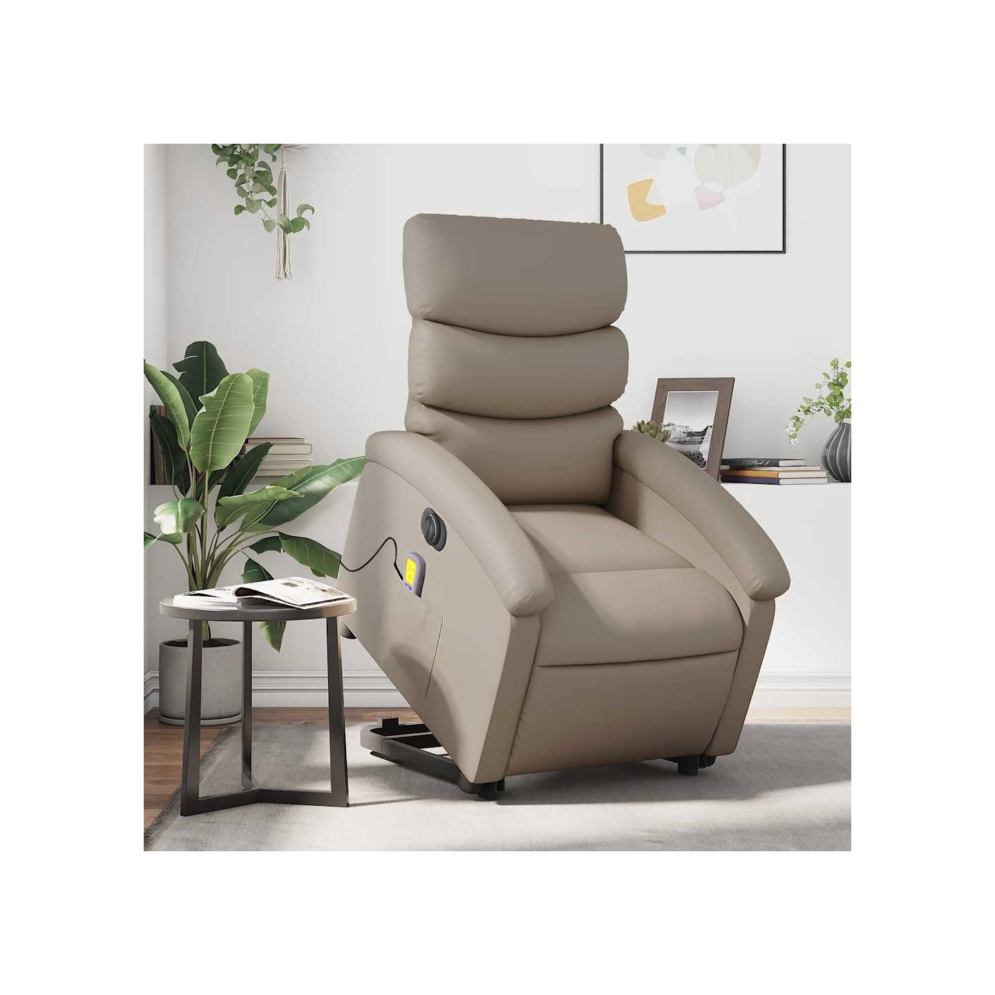 Fauteuil inclinable de massage électrique cappuccino similicuir