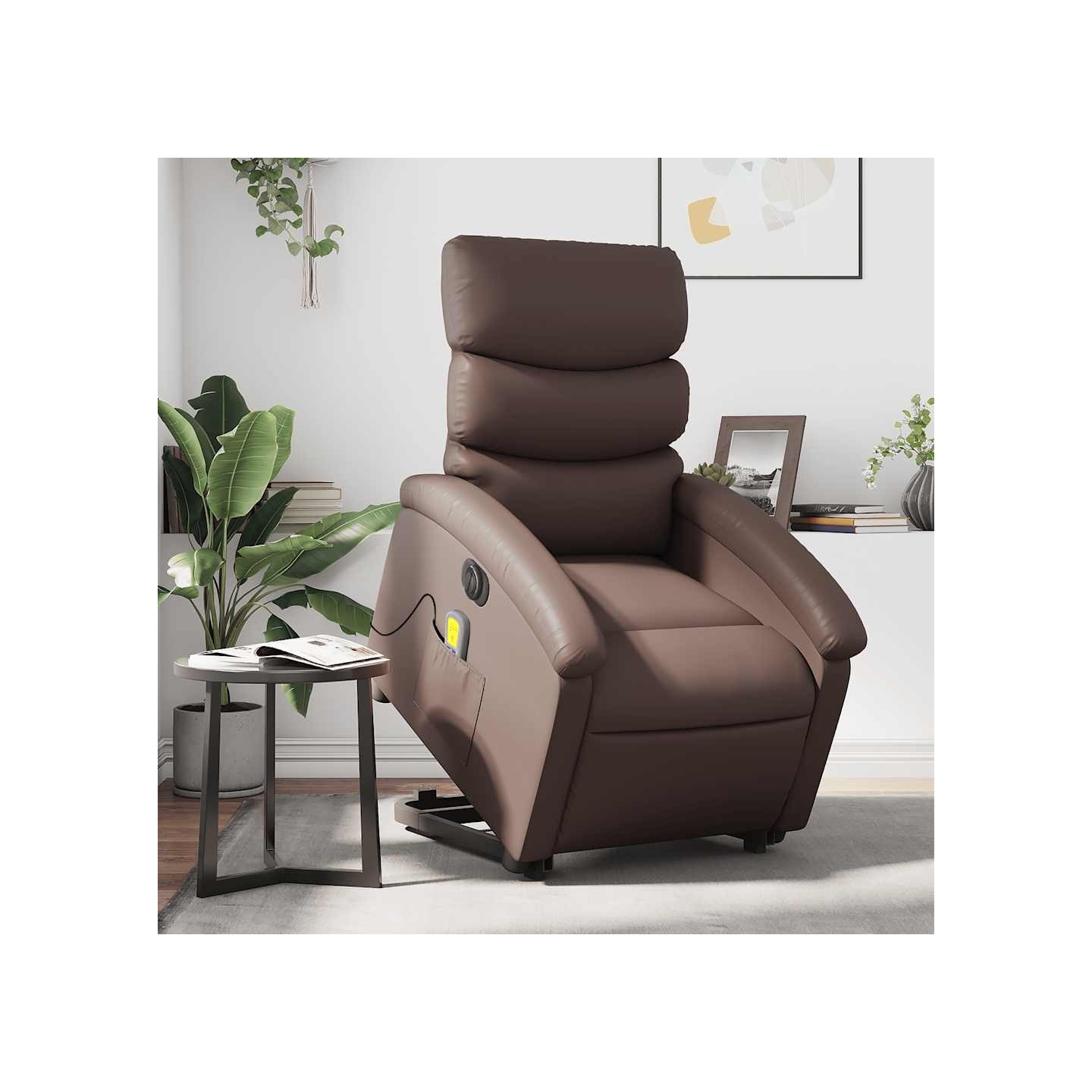 Fauteuil inclinable de massage électrique marron similicuir