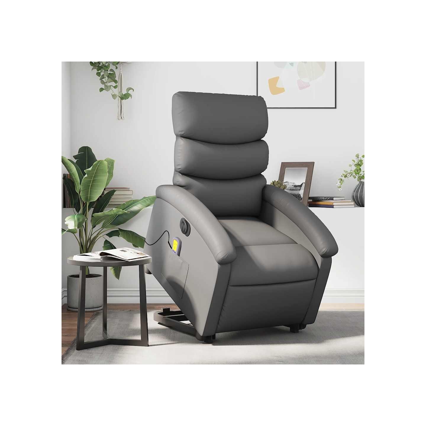 Fauteuil inclinable de massage électrique gris similicuir