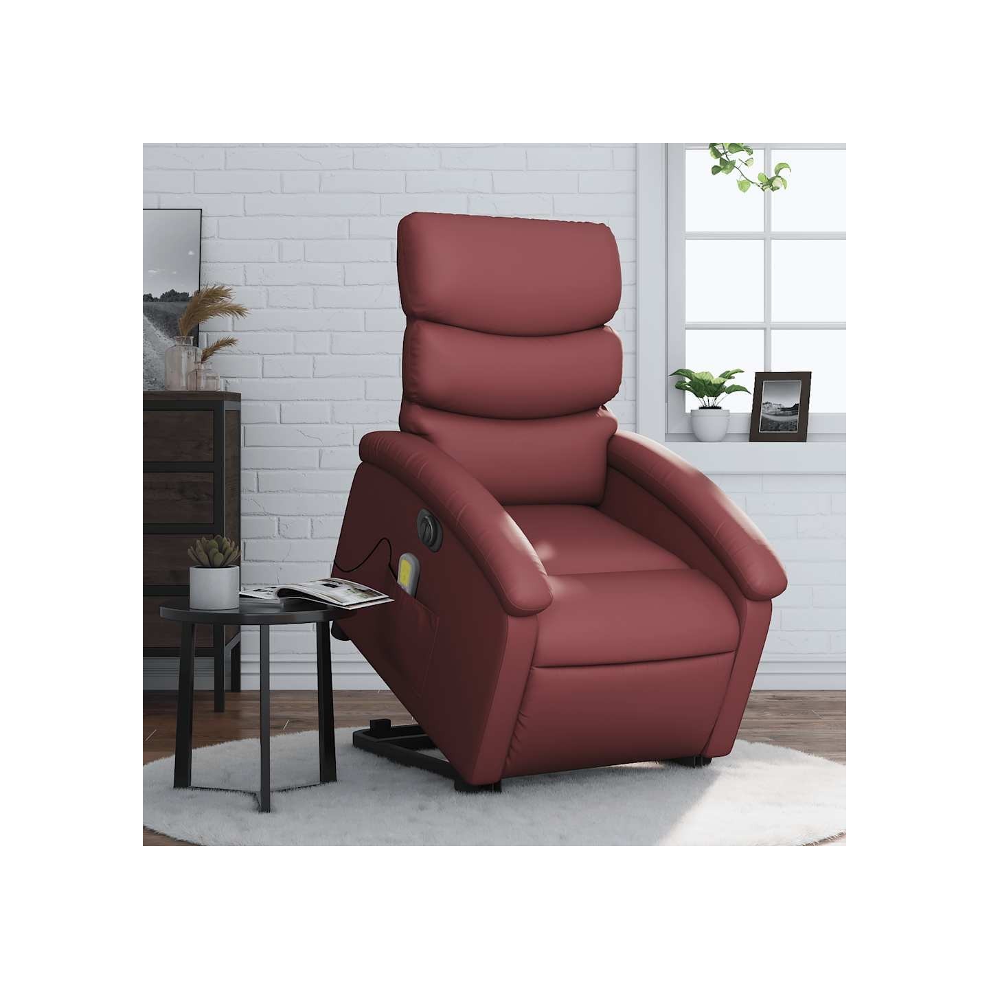 Fauteuil inclinable de massage électrique rouge bordeaux