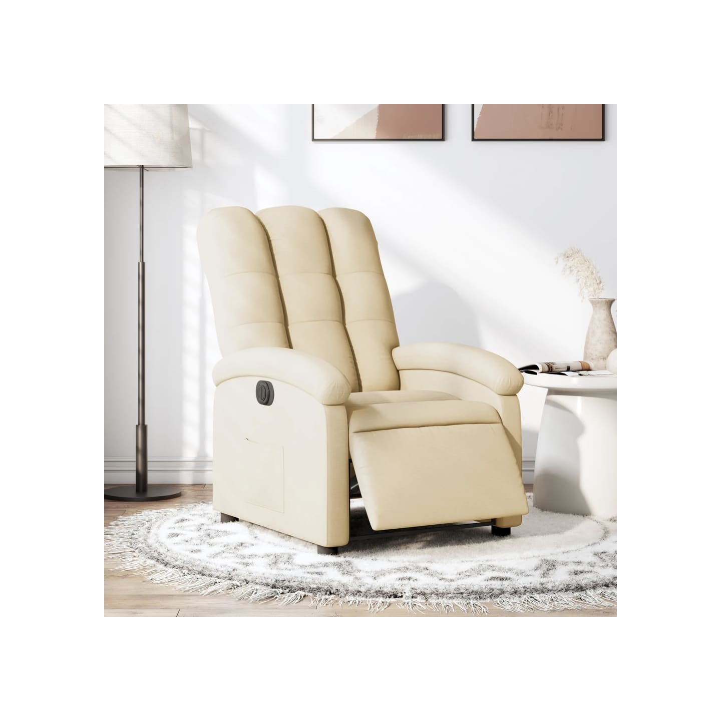 Fauteuil inclinable électrique Crème Tissu