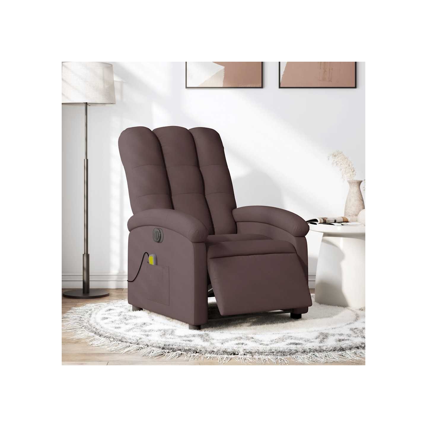 Fauteuil de massage inclinable électrique Marron foncé Tissu