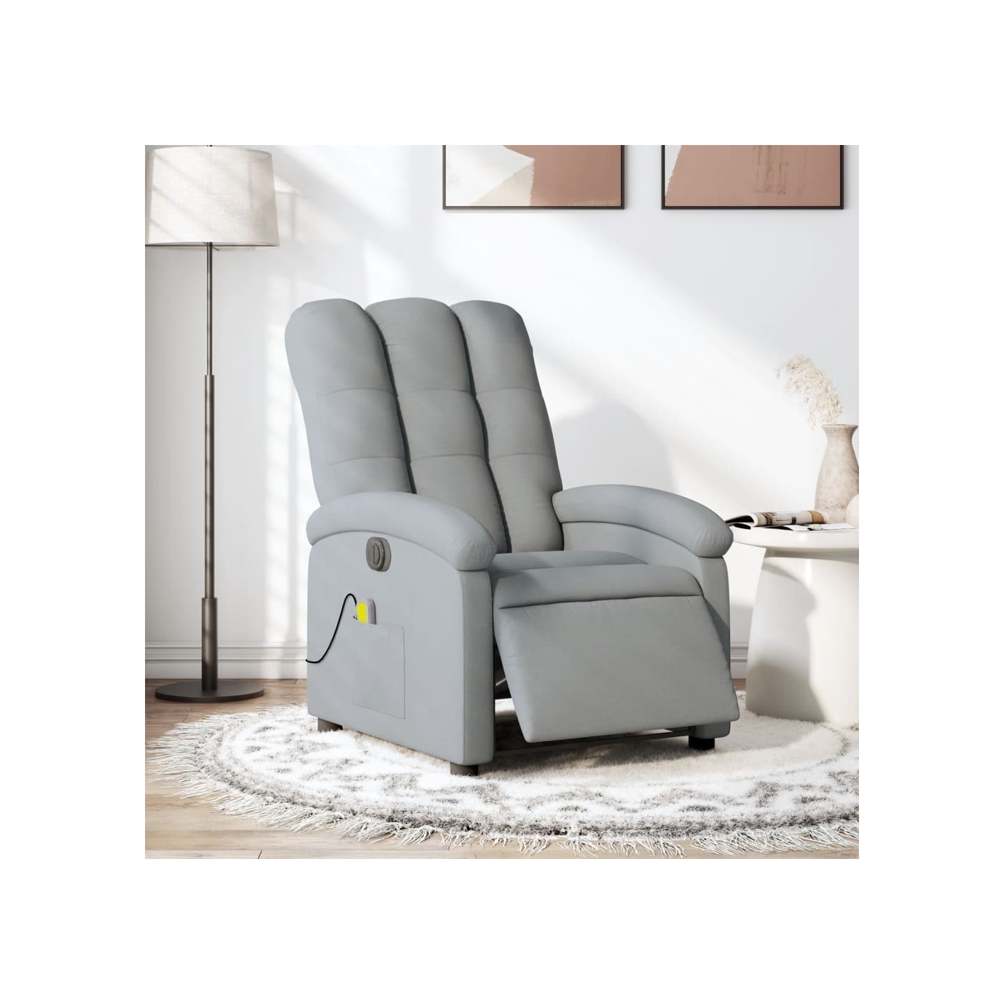 Fauteuil de massage inclinable électrique gris clair tissu