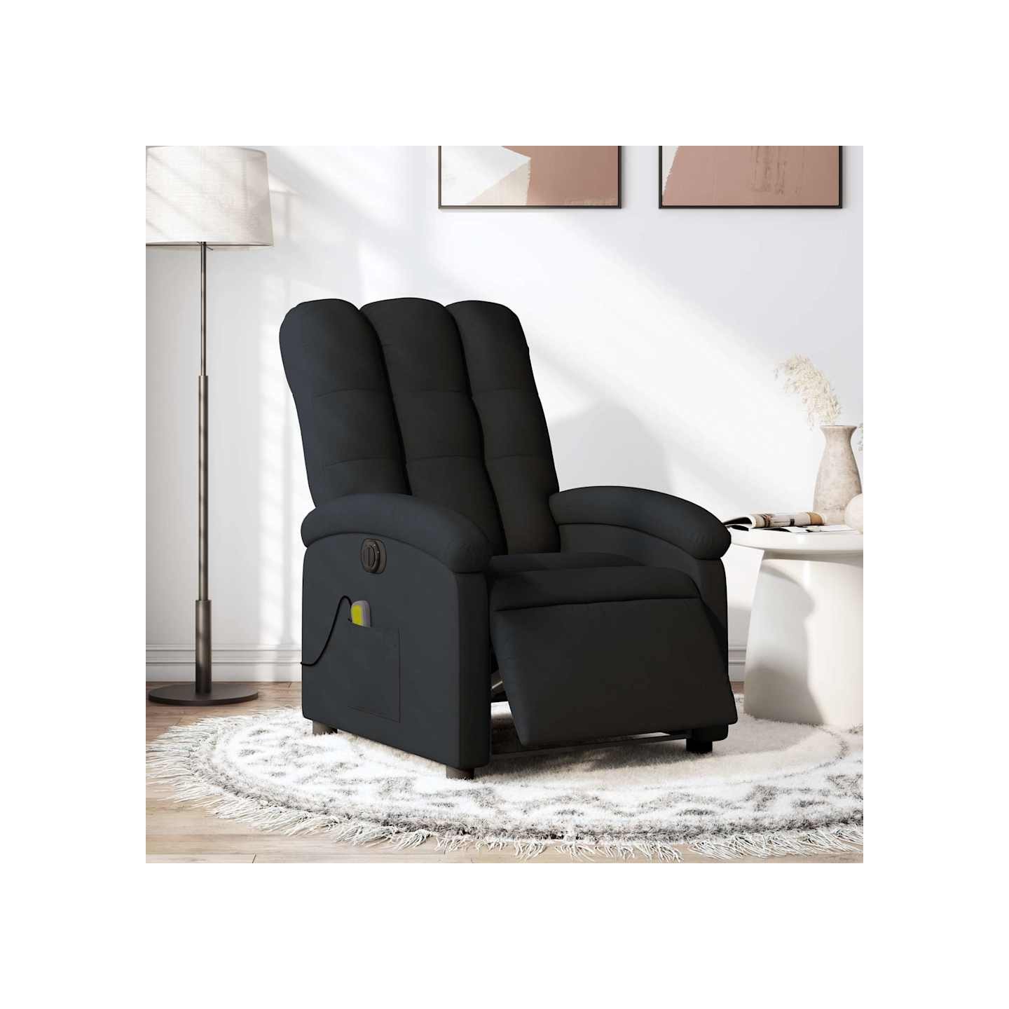 Fauteuil de massage inclinable électrique Noir Tissu