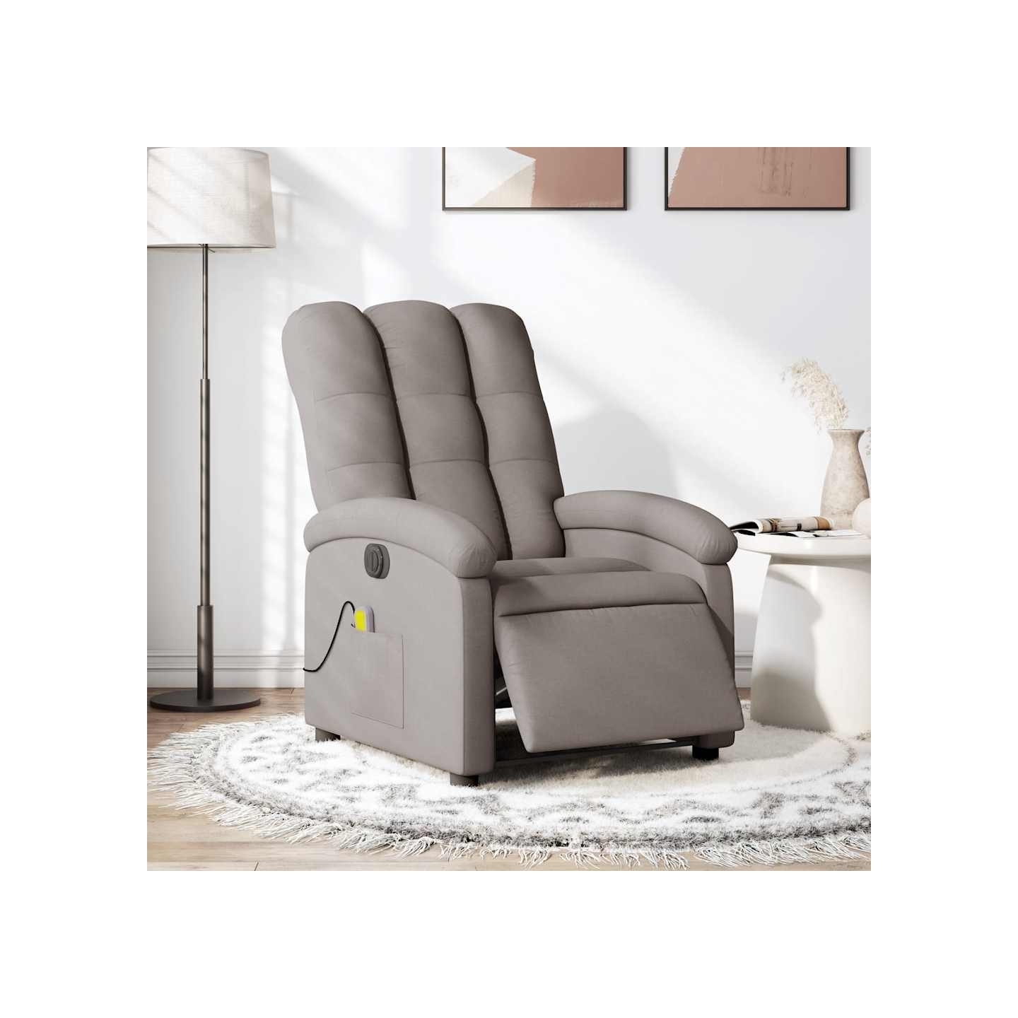 Fauteuil de massage inclinable électrique Taupe Tissu