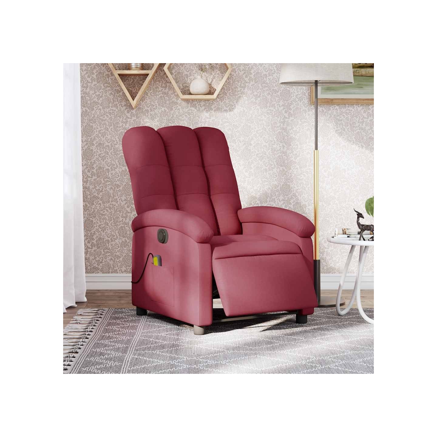 Fauteuil de massage inclinable électrique Rouge bordeaux Tissu