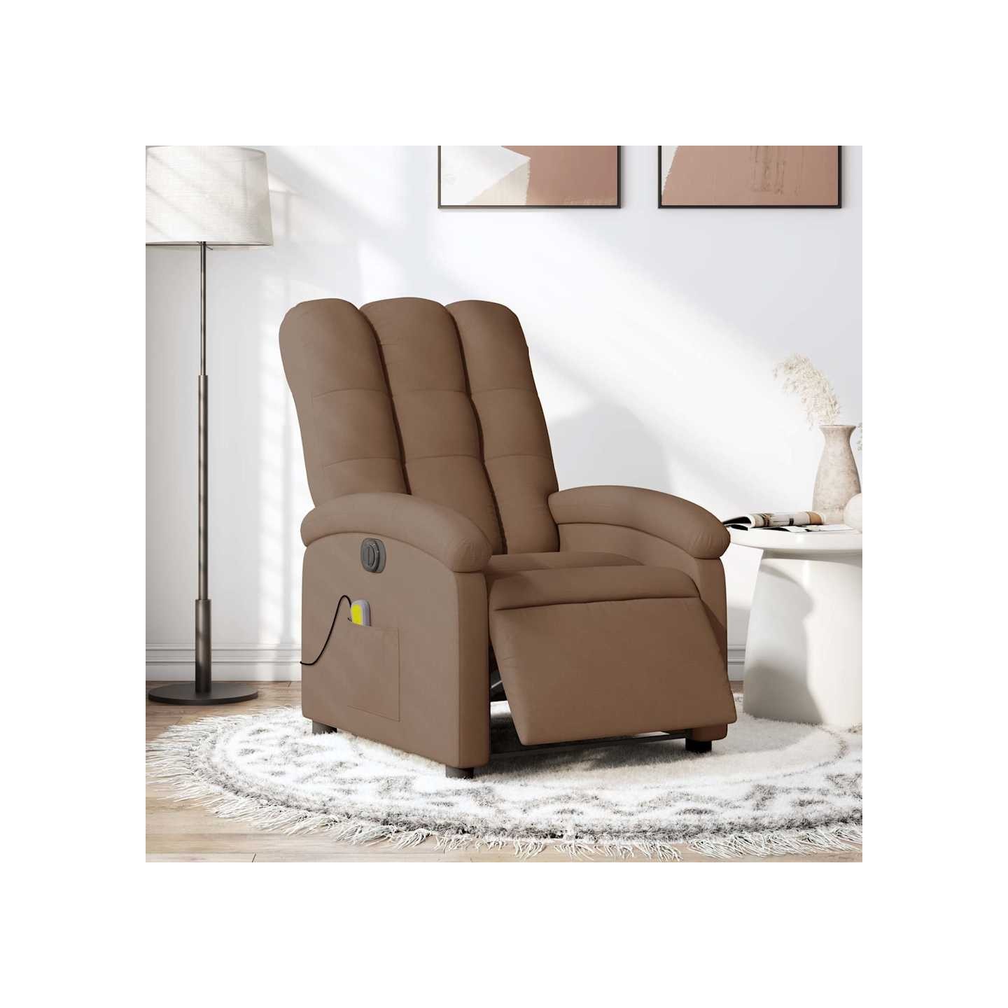 Fauteuil inclinable de massage électrique marron tissu