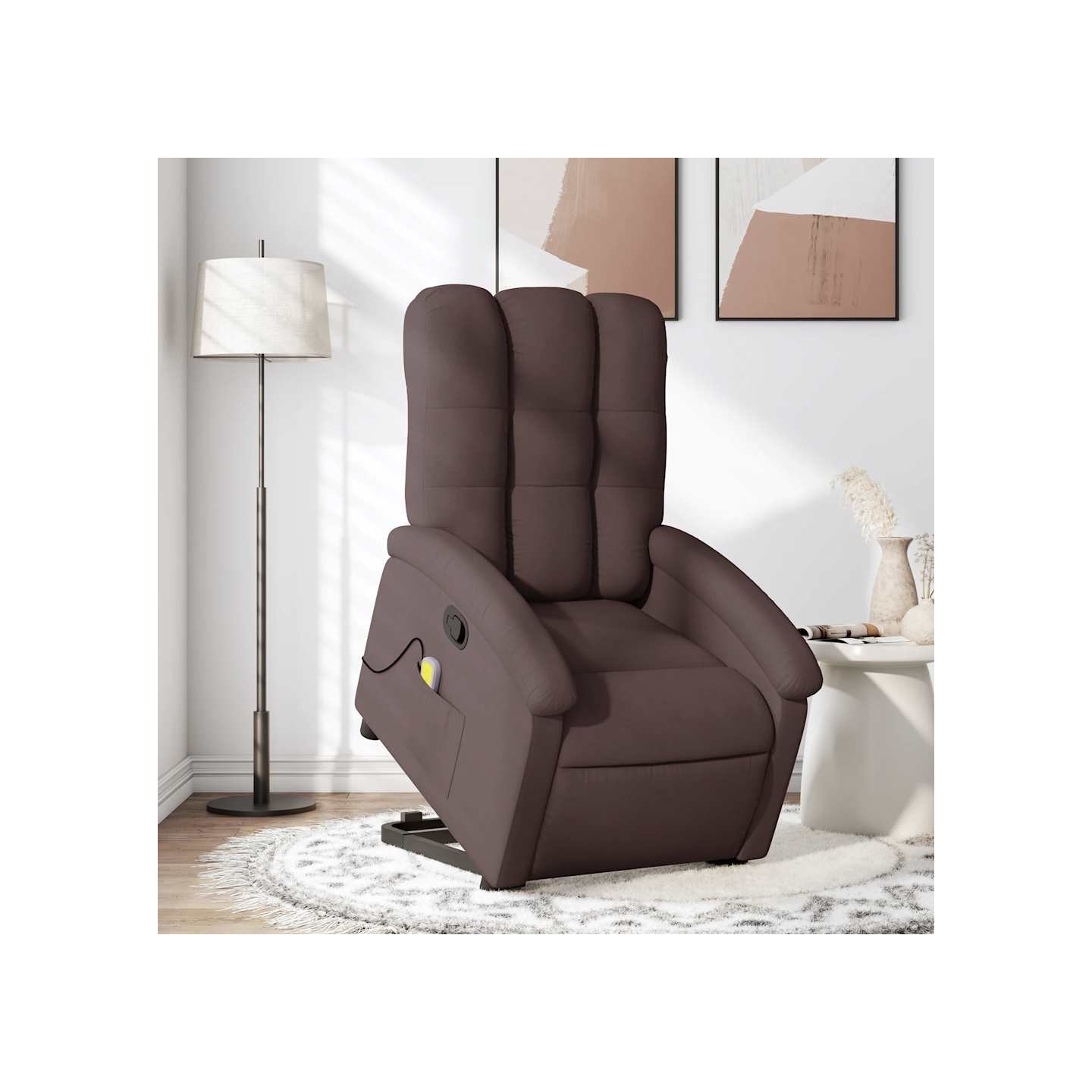 Fauteuil inclinable de massage Marron foncé Tissu