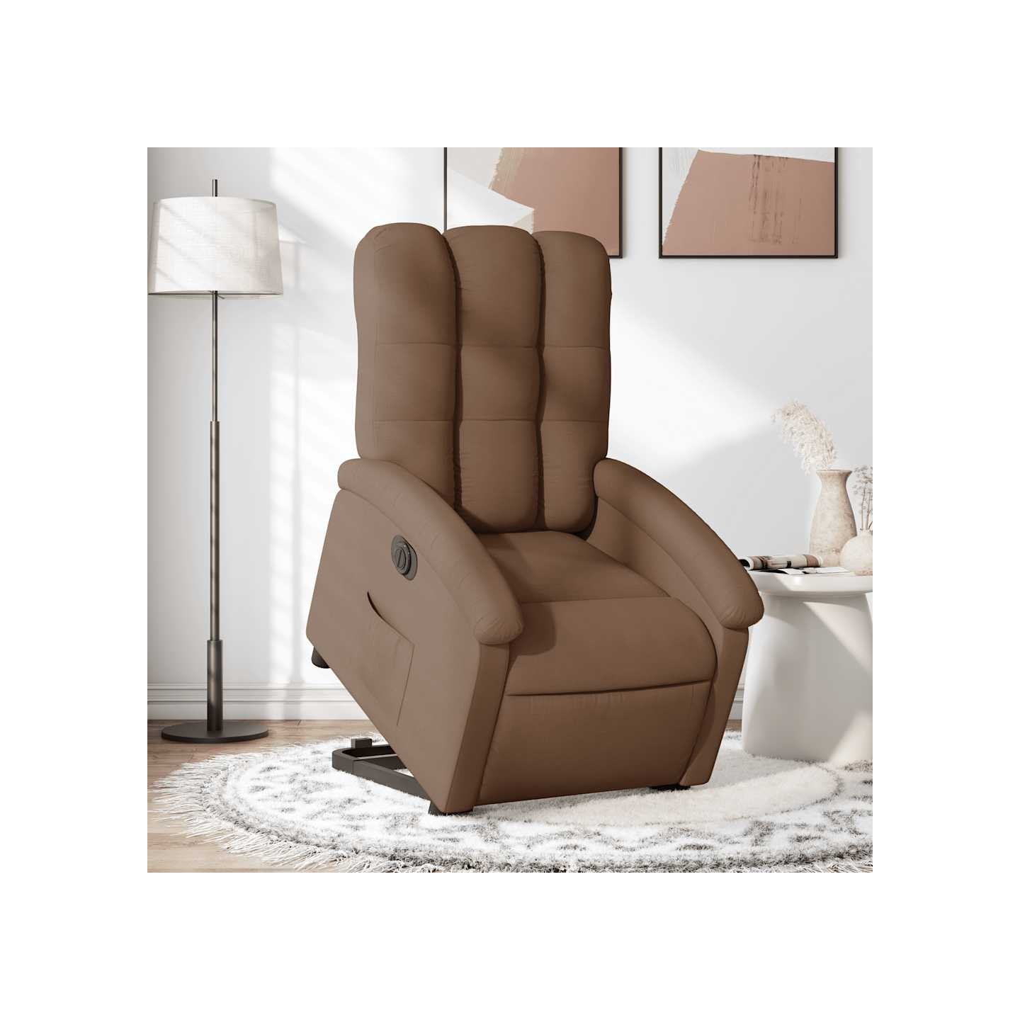 Fauteuil inclinable électrique marron tissu