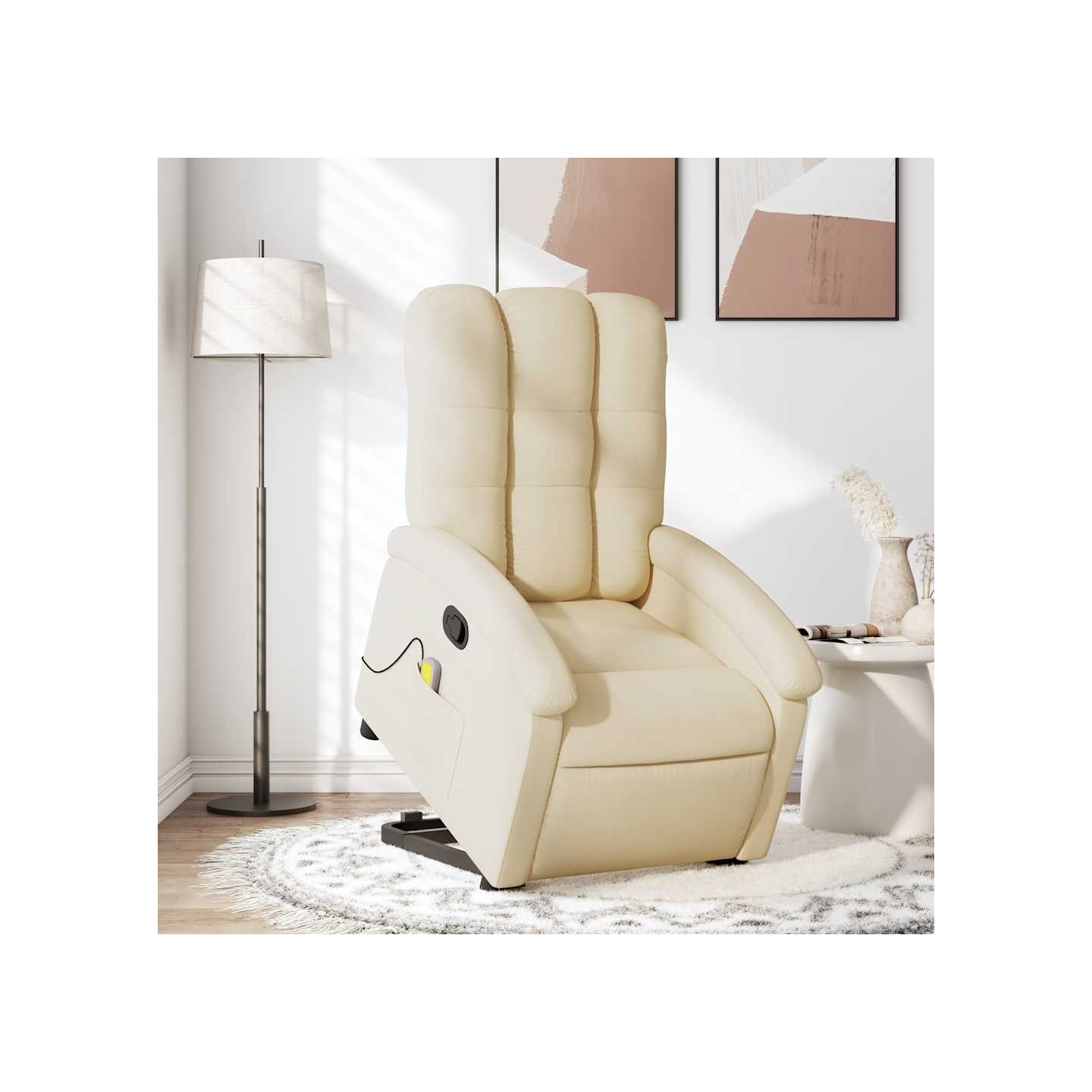 Fauteuil inclinable de massage Crème Tissu