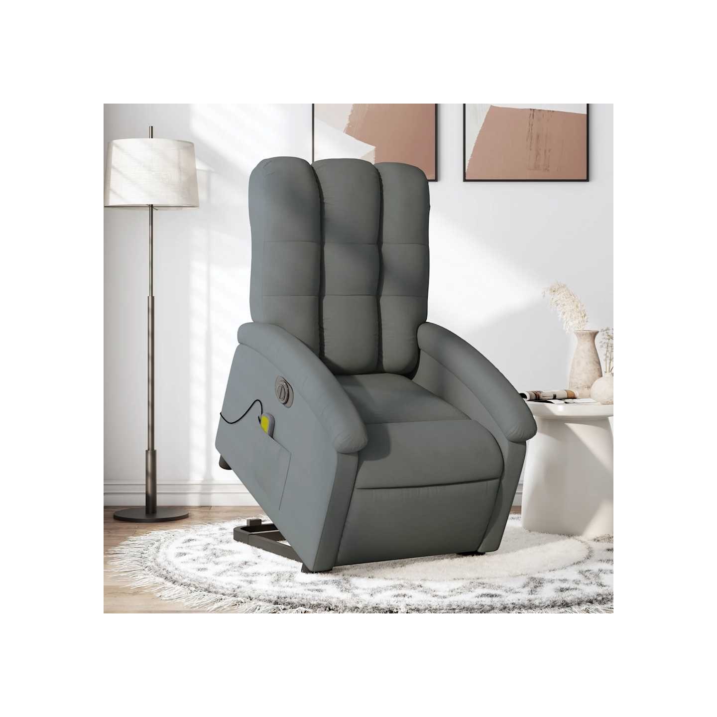 Fauteuil inclinable de massage électrique Gris foncé Tissu