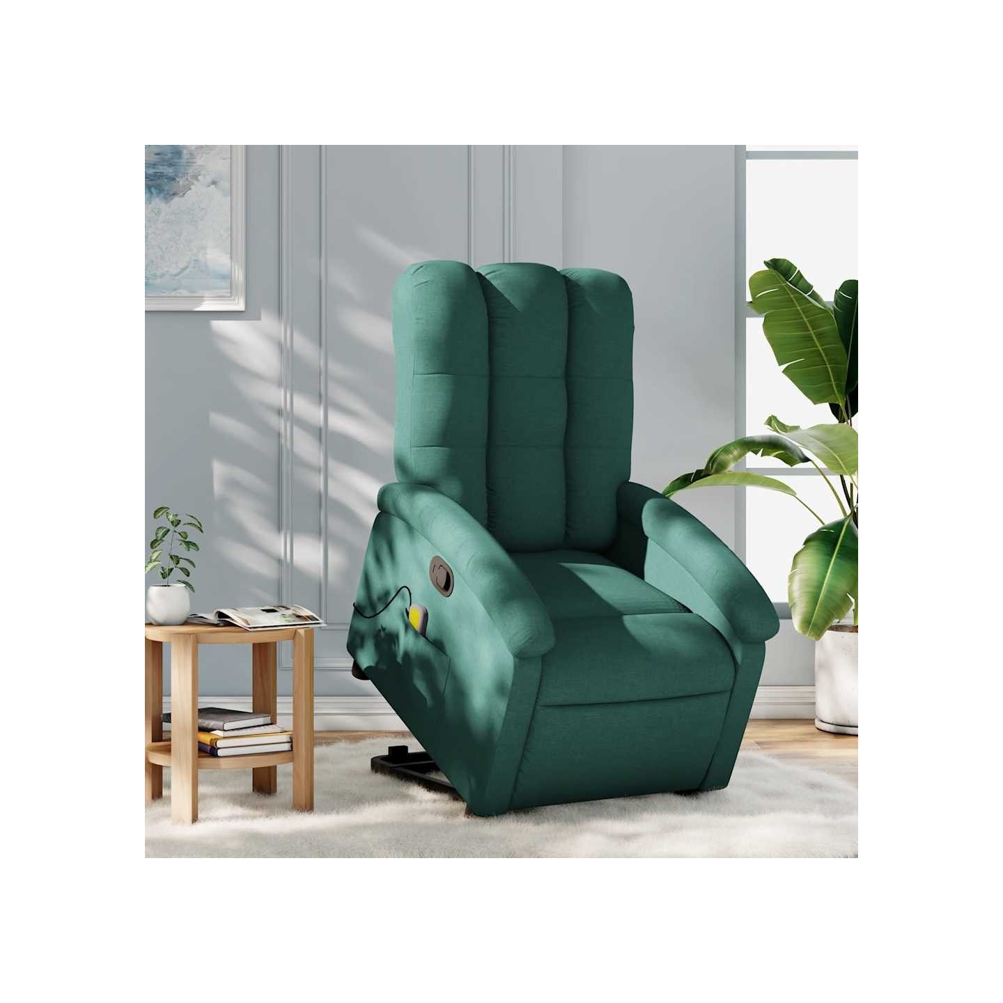 Fauteuil inclinable de massage Vert foncé Tissu