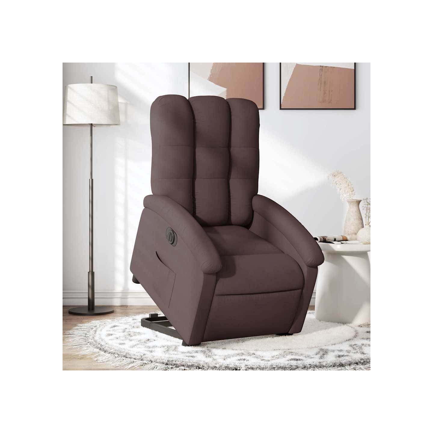 Fauteuil inclinable électrique marron foncé tissu