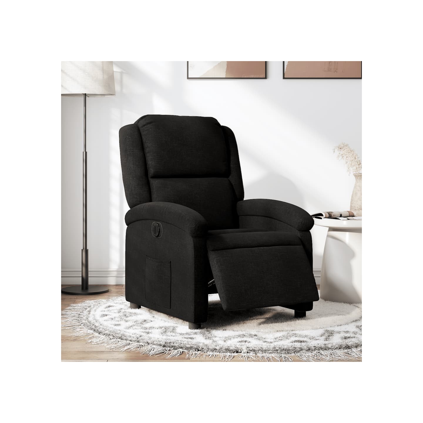 Fauteuil inclinable électrique Noir Tissu