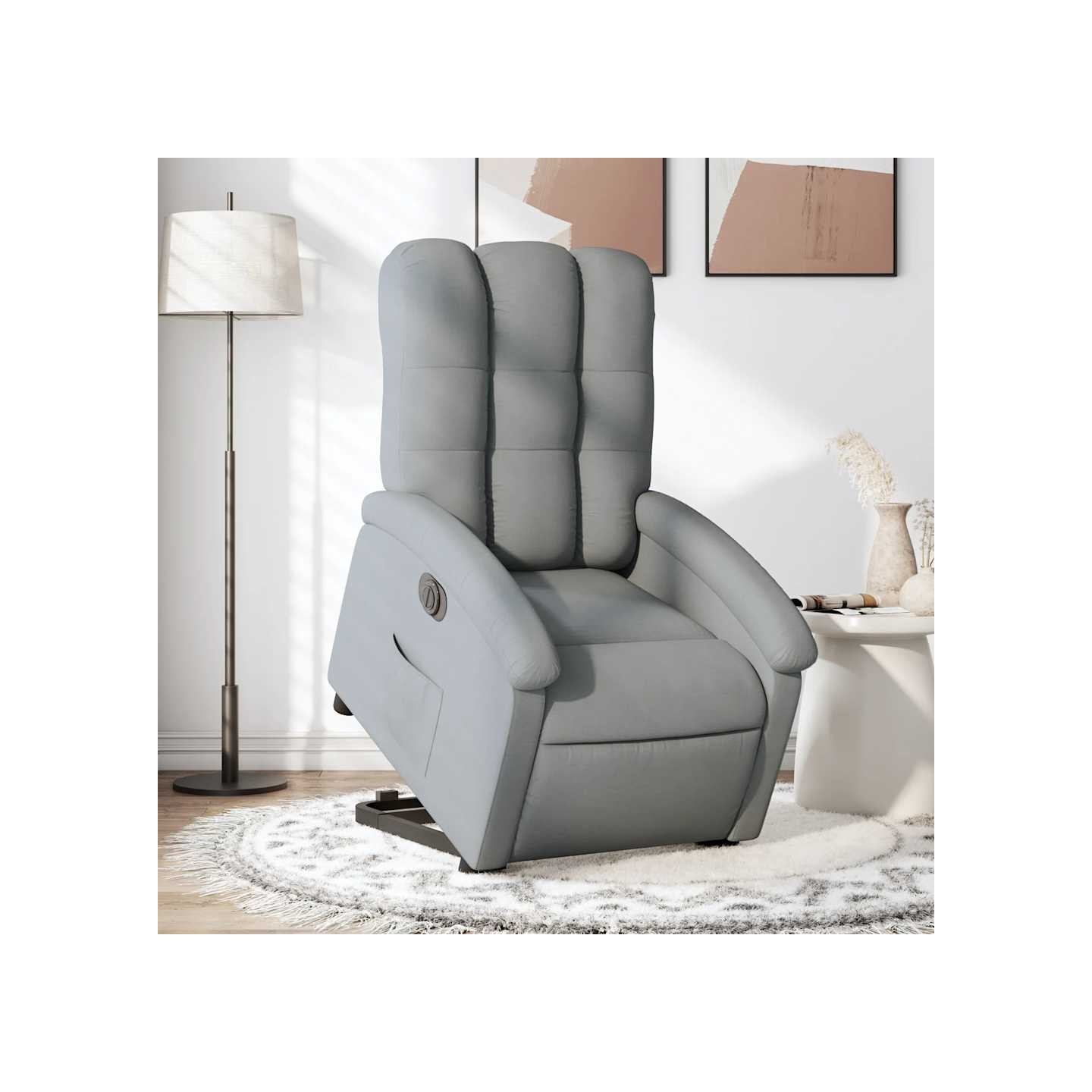 Fauteuil inclinable électrique gris clair tissu