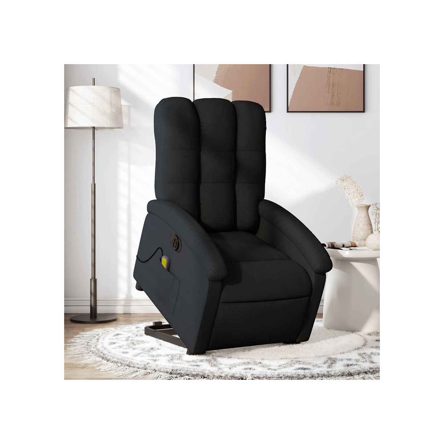 Fauteuil inclinable de massage électrique Noir Tissu