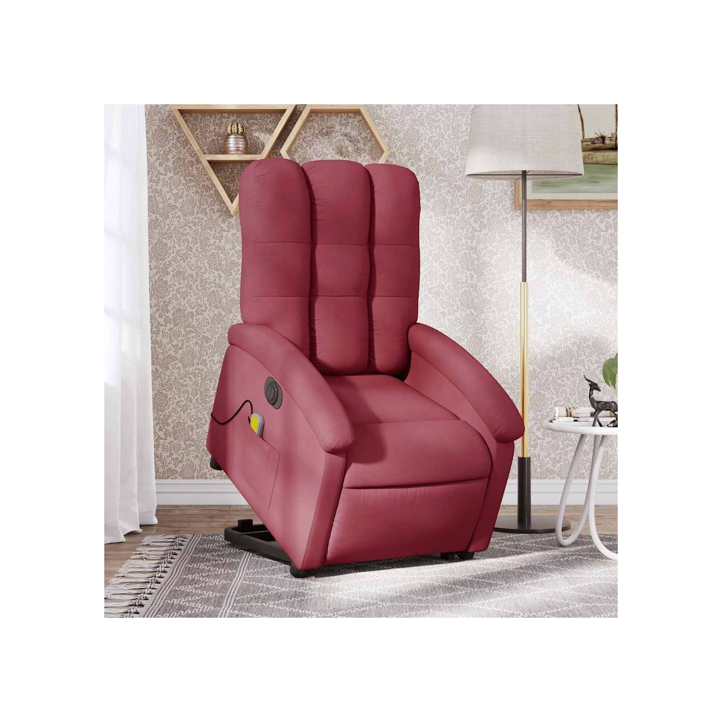 Fauteuil inclinable de massage électrique Rouge bordeaux Tissu