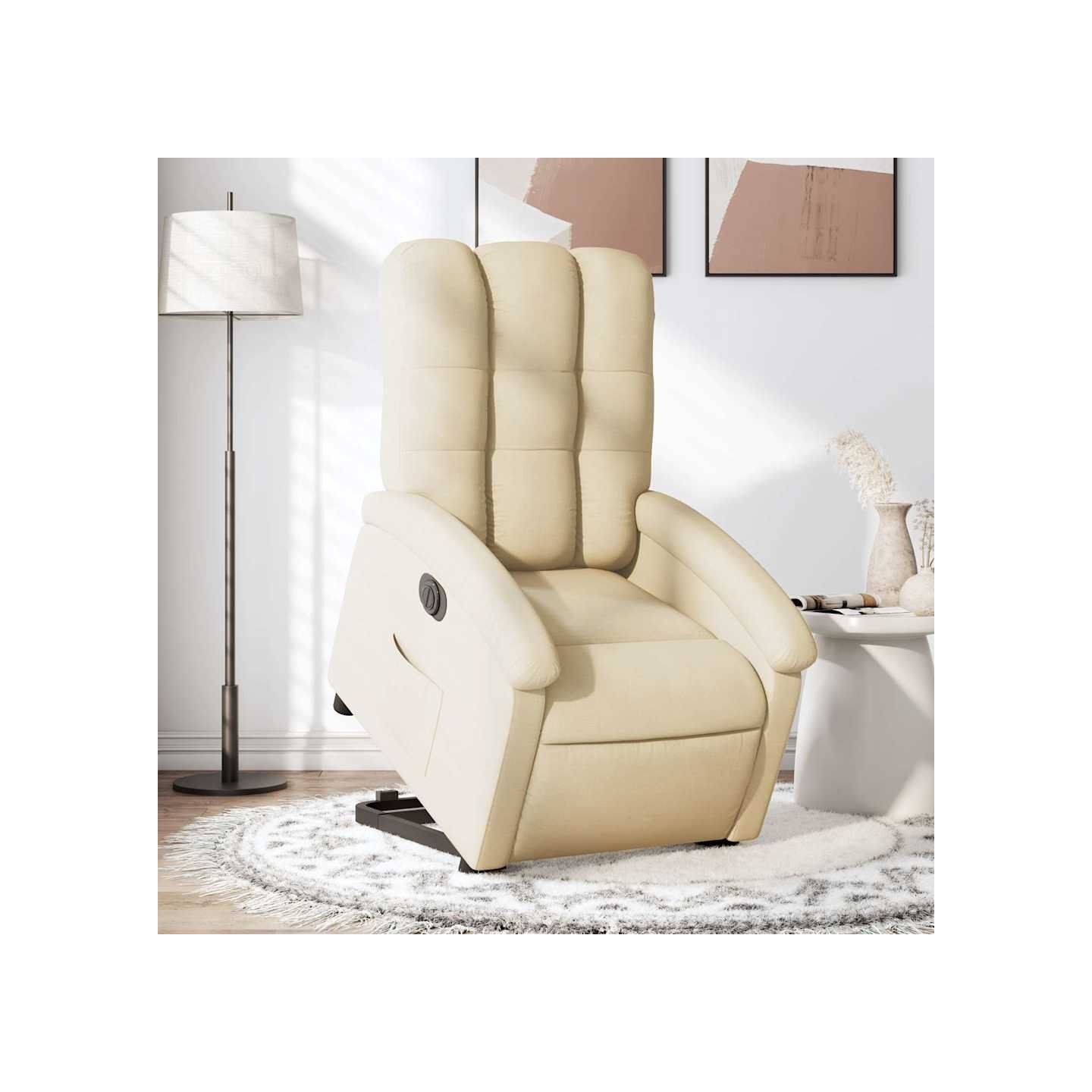 Fauteuil inclinable électrique crème tissu