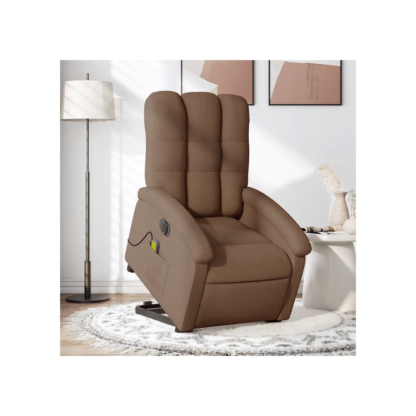 Fauteuil inclinable de massage électrique Marron Tissu