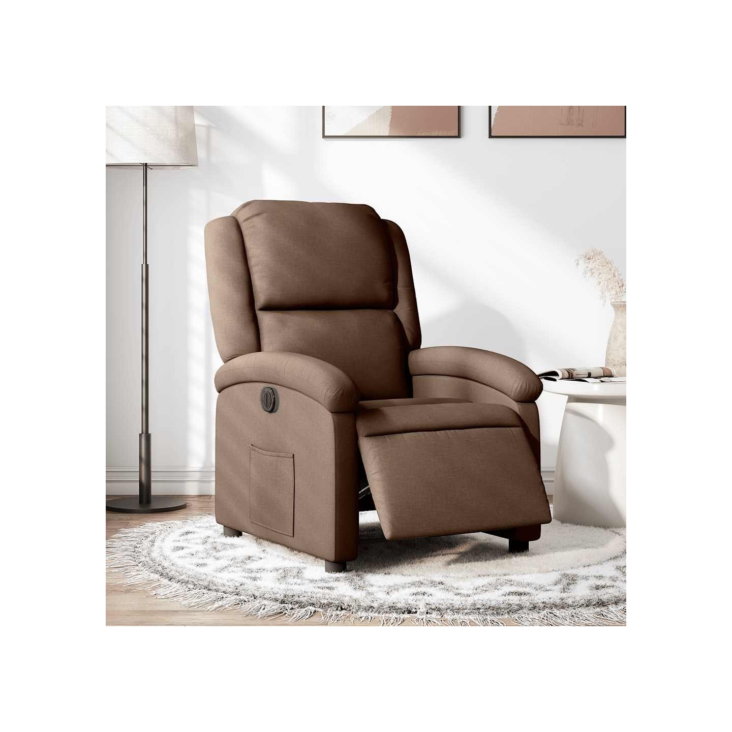 Fauteuil inclinable électrique Marron Tissu