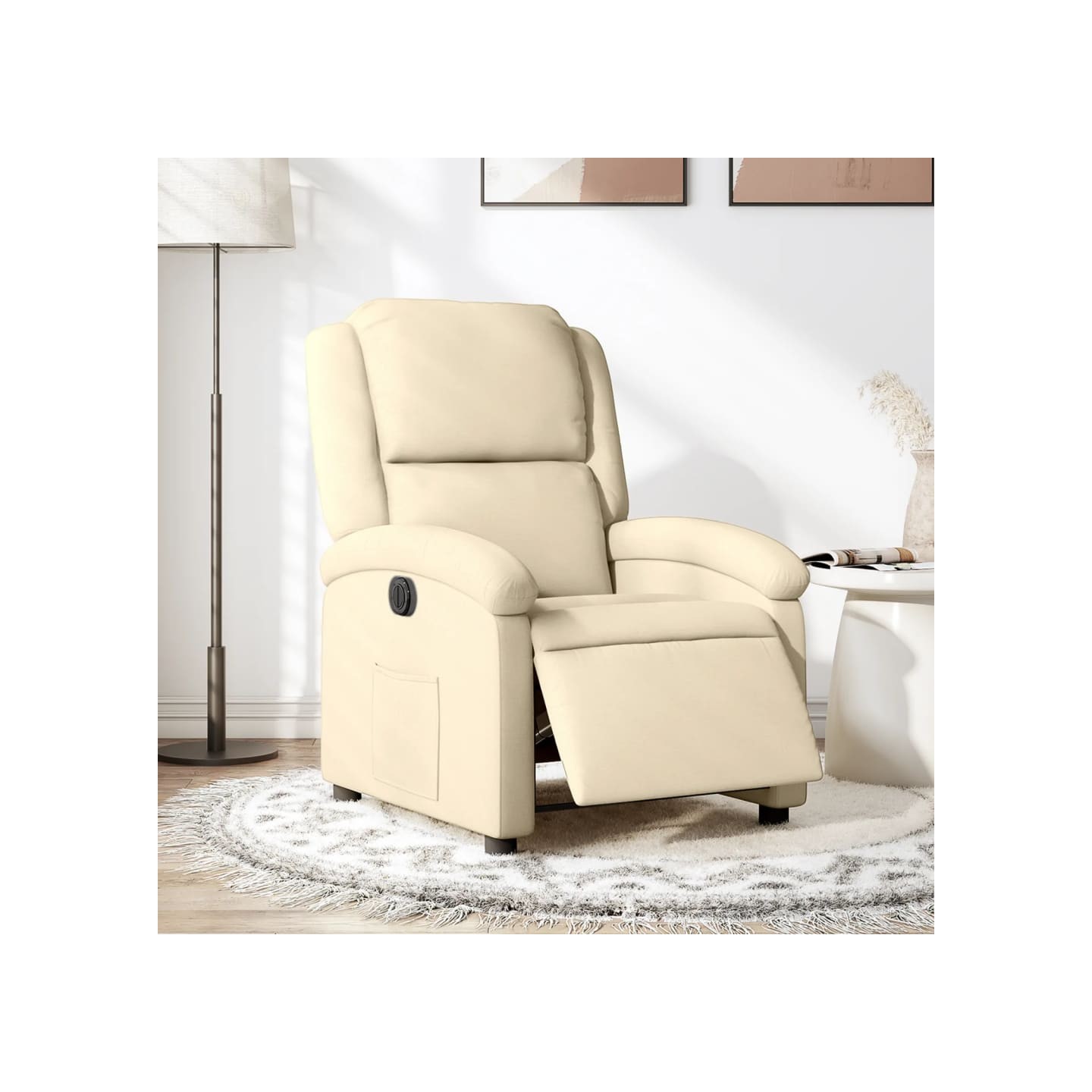 Fauteuil inclinable électrique Crème Tissu