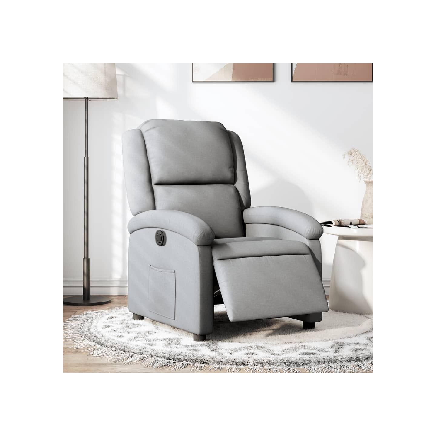 Fauteuil inclinable électrique Gris clair Tissu