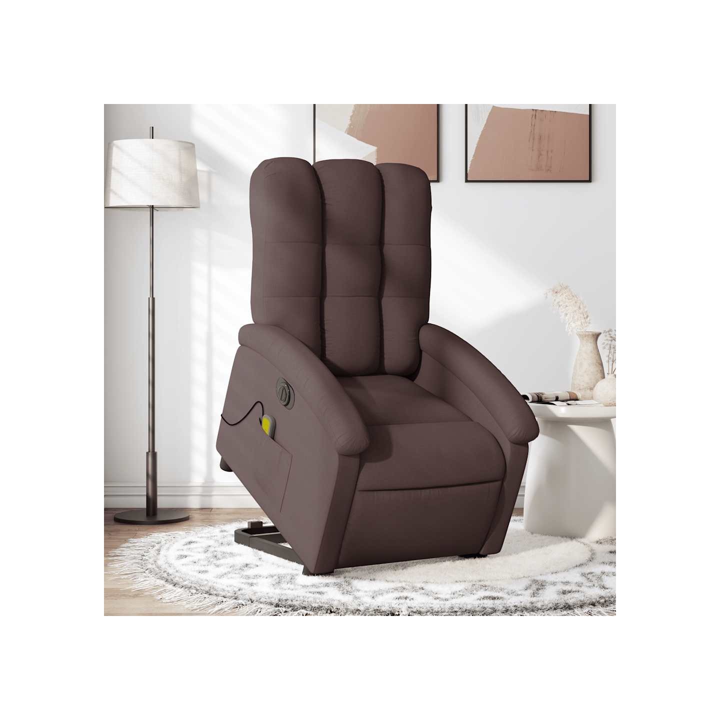 Fauteuil inclinable de massage électrique Marron foncé Tissu