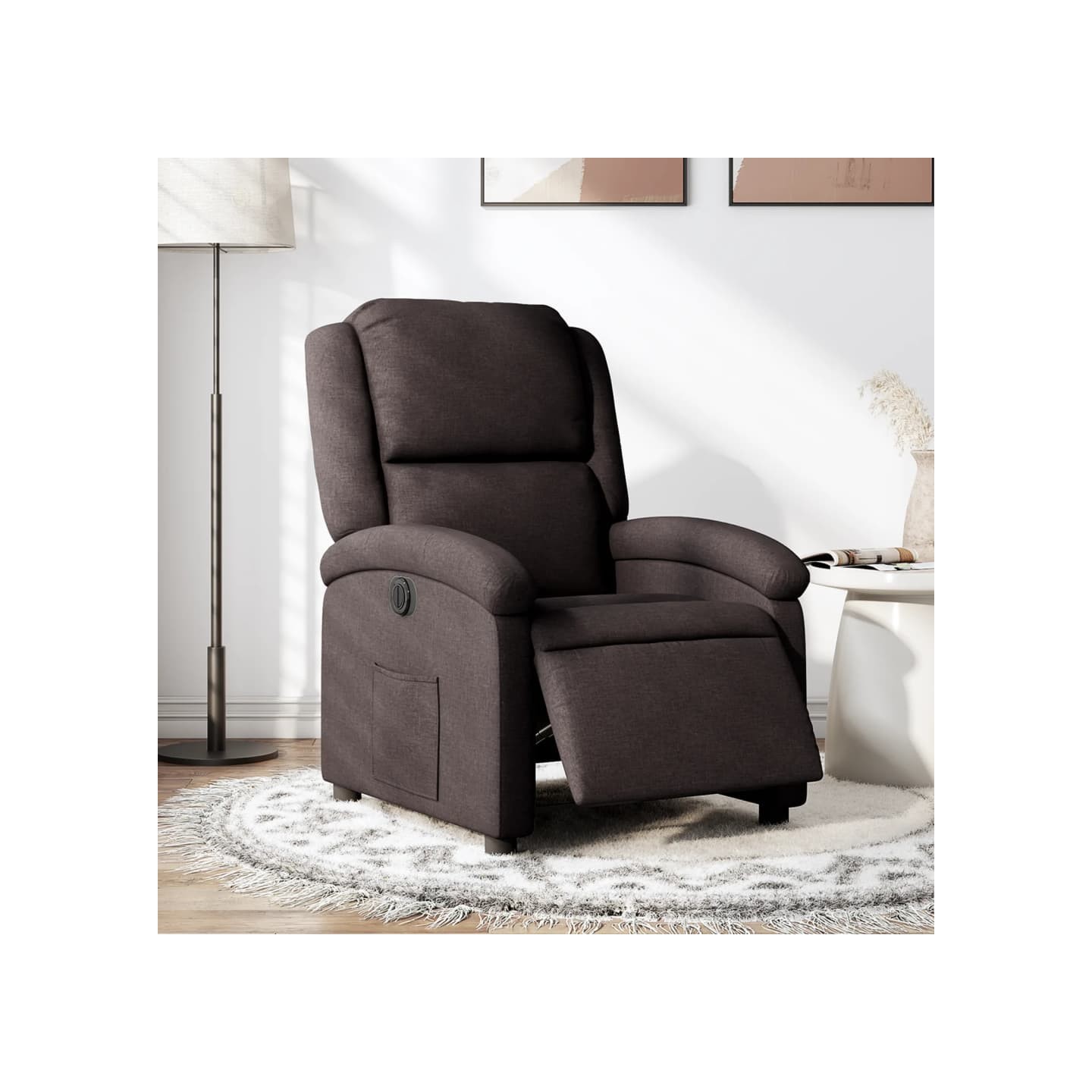 Fauteuil inclinable électrique Marron foncé Tissu