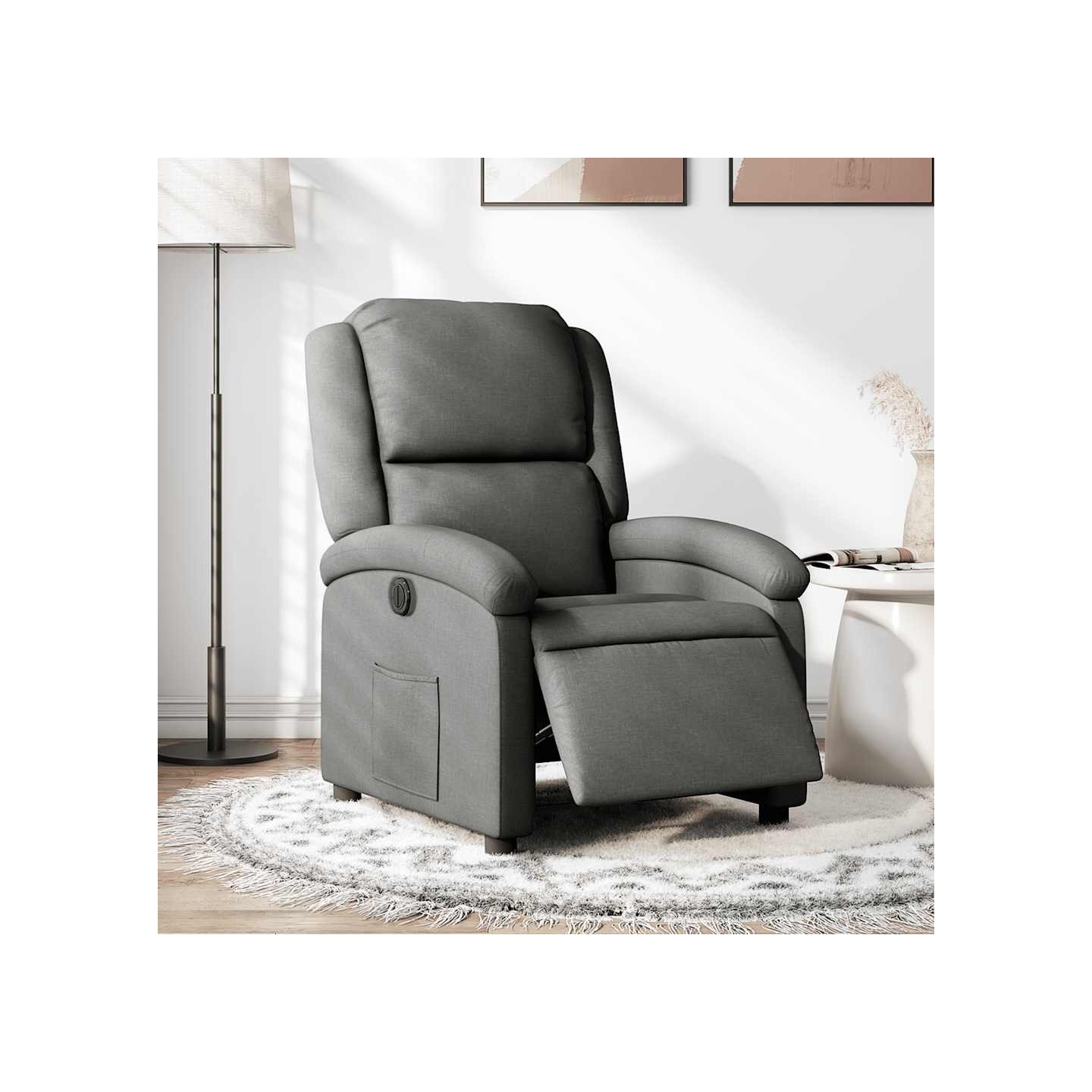 Fauteuil inclinable électrique Gris foncé Tissu