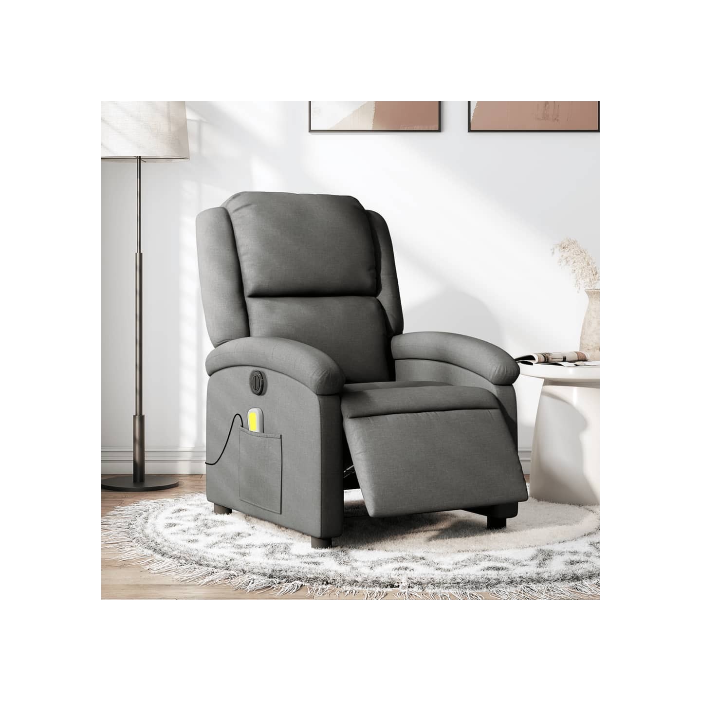 Fauteuil inclinable de massage électrique gris foncé tissu