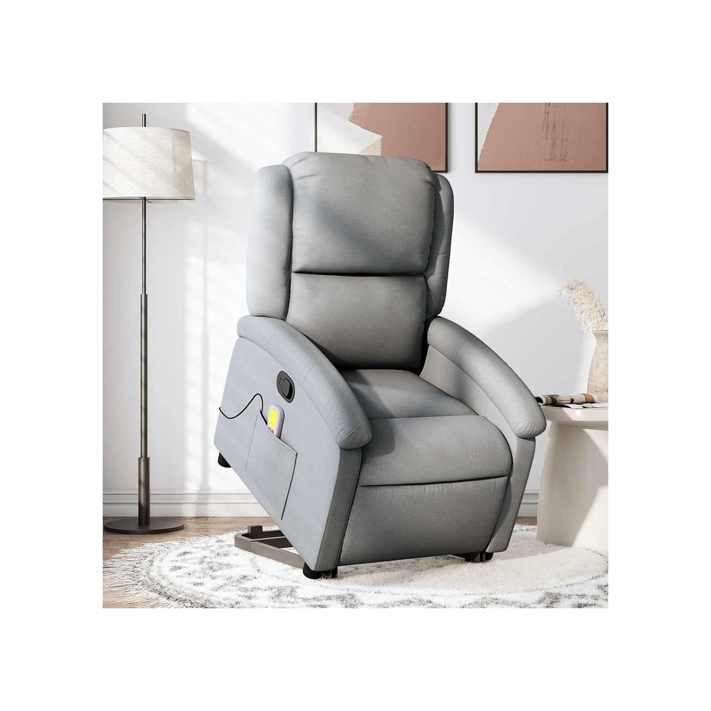 Fauteuil de massage inclinable Gris clair Tissu