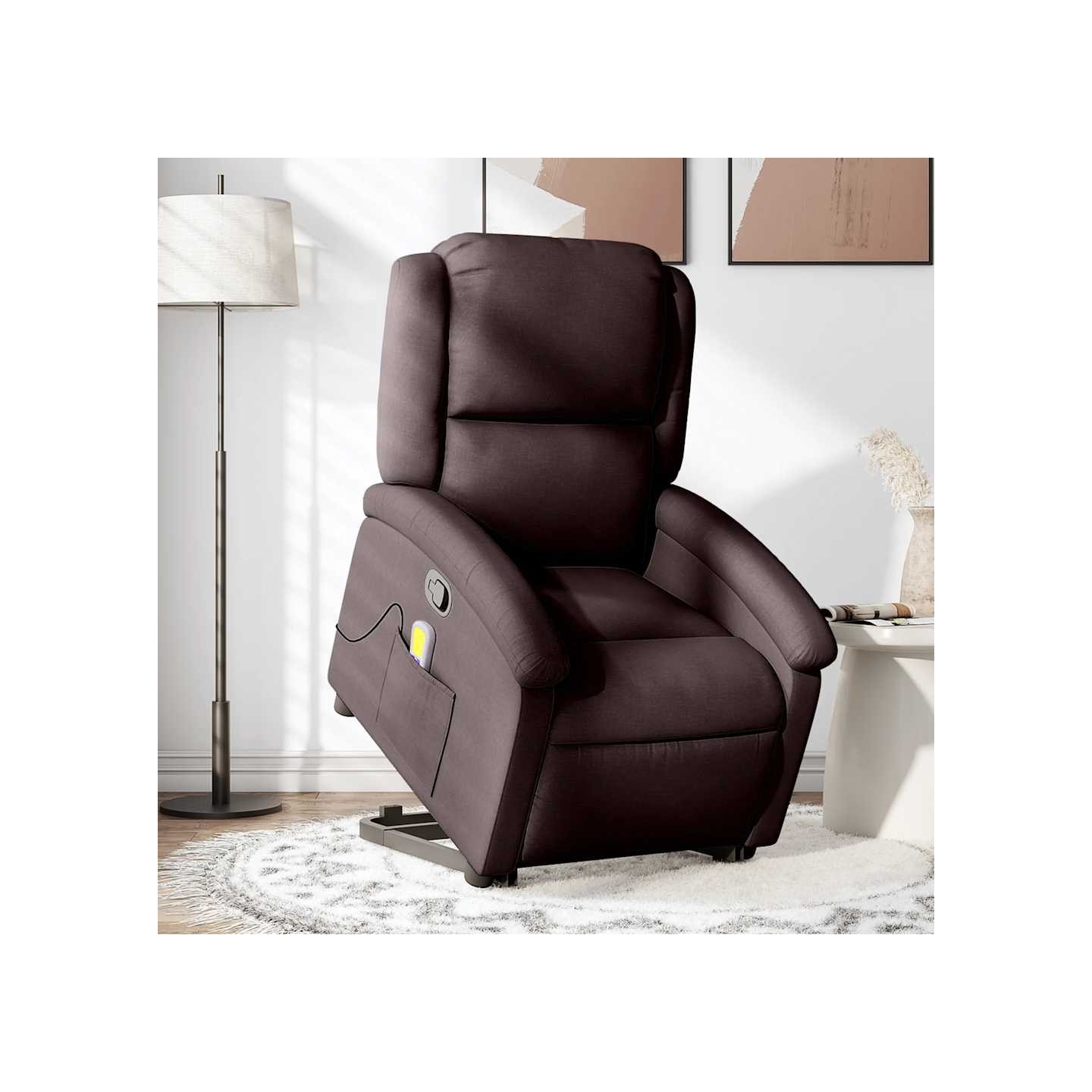 Fauteuil inclinable de massage Marron foncé Tissu