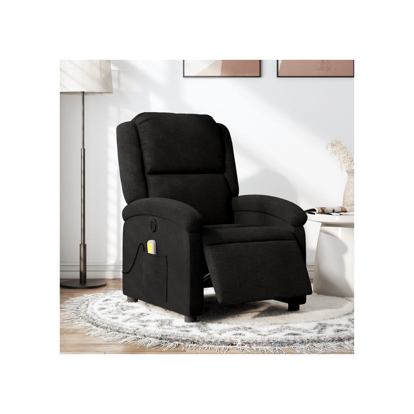 Fauteuil de massage inclinable électrique Noir Tissu